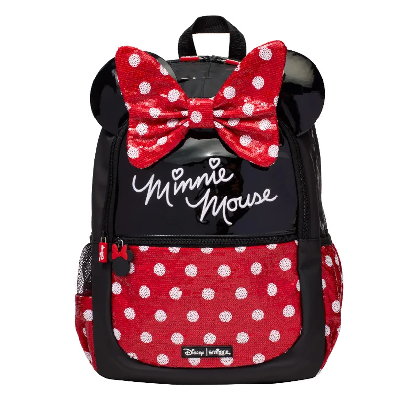 Disney Australia Smiggle Hot-Selling Schoolbag Female Minnie Wheel Backpack Mickey Children Red Backpack To School Knapsack Bag