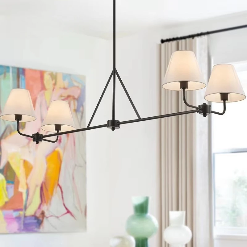 

Round Chandelier Fabric Branch Lamp Minimalist French Decorative Lamp Hall Bedroom Study Decoration Rustic Hanging Light