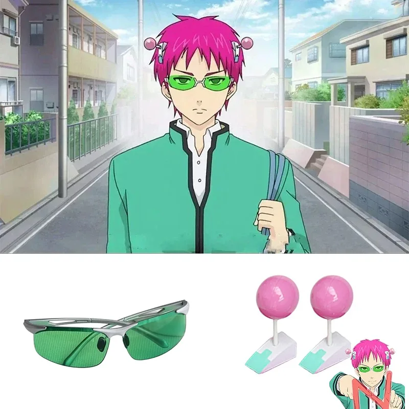 Anime The Disastrous Life of Saiki Kusuo Hairpin Glasses Cosplay Props Accessories Sunglasses Headwear Holiday Party Dress Up