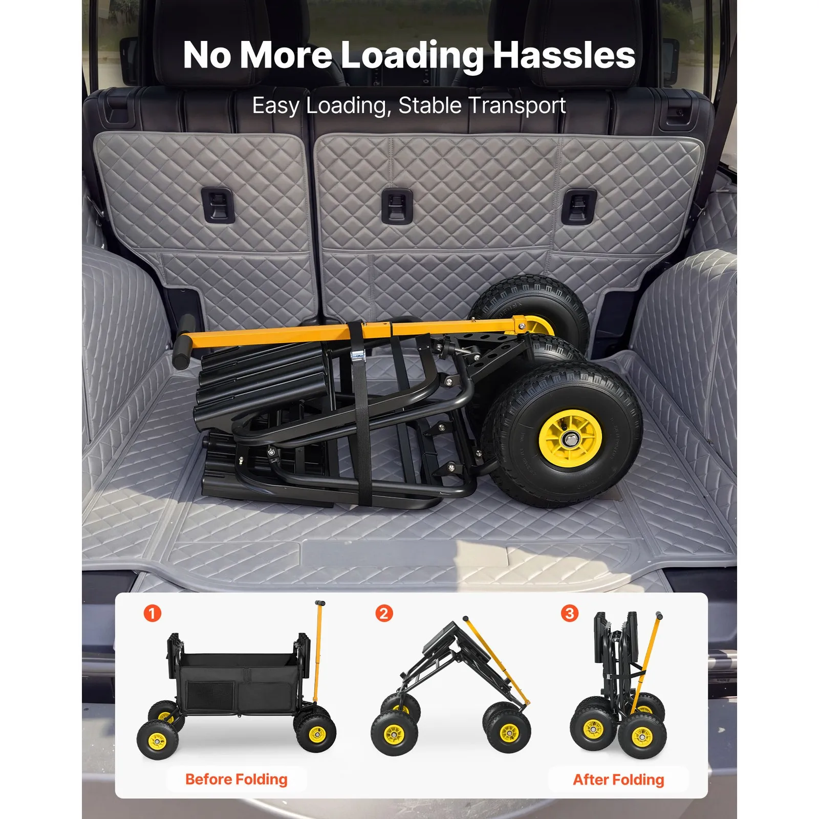 Uimoso Foldable Beach Fishing Cart, 300 lbs Capacity, Carbon Steel, 11 in Wheels