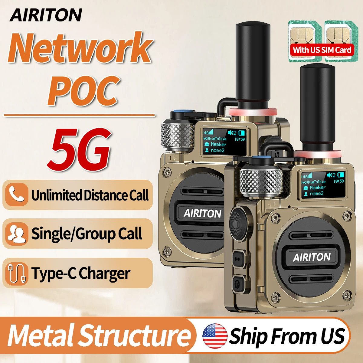 أجهزة اتصال لاسلكية غير محدودة المدى على مستوى البلاد 4G طويلة المدى لاسلكي تخاطب 5000 ميل يده POC AIRITON AI-G6 راديو اتجاهين #1