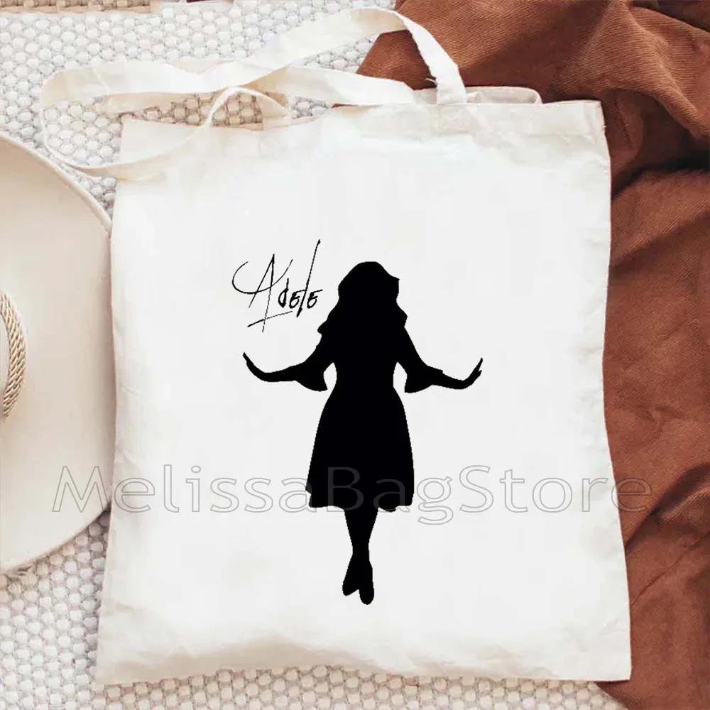 Hello It's Me Love Adele Music Singer Poster Fan Gifts Women Canvas Shoulder Tote Bag Harajuku Shopper Cotton Shopping Handbag view 5