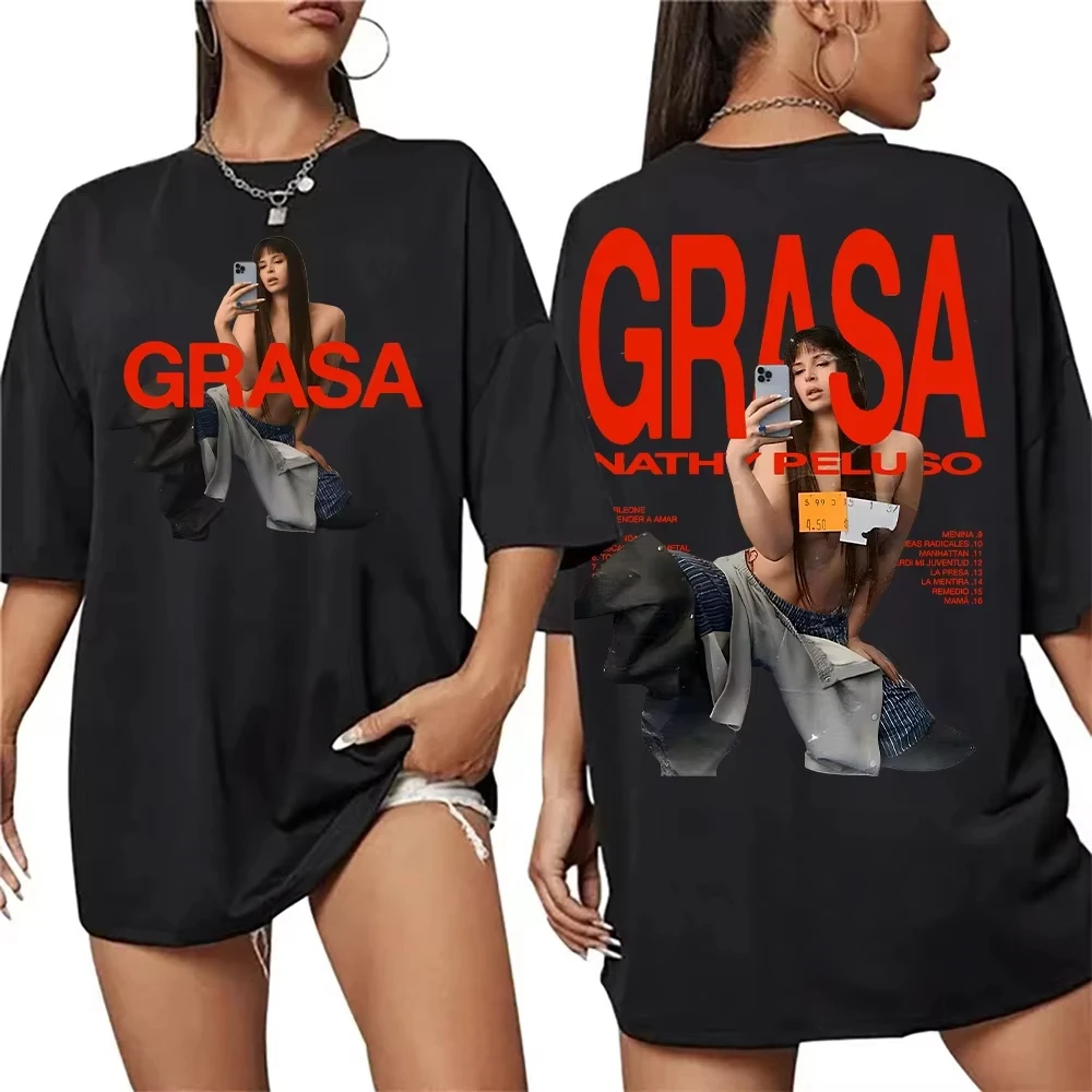 تي شيرت نسائي موضة 2025 Nathy Peluso Grasa تي شيرت بتصميم جمالي للرجال تي شيرت Nathy Peluso هدية مثالية للمروحة قصيرة
