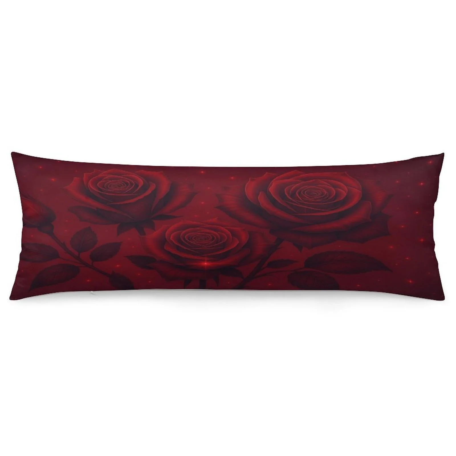 Large Red Rose Body Pillowcase Suitable for Bed & Couch - Plush Zippered Cover with Double-Sided Rose Print, Soft Decorative Cas