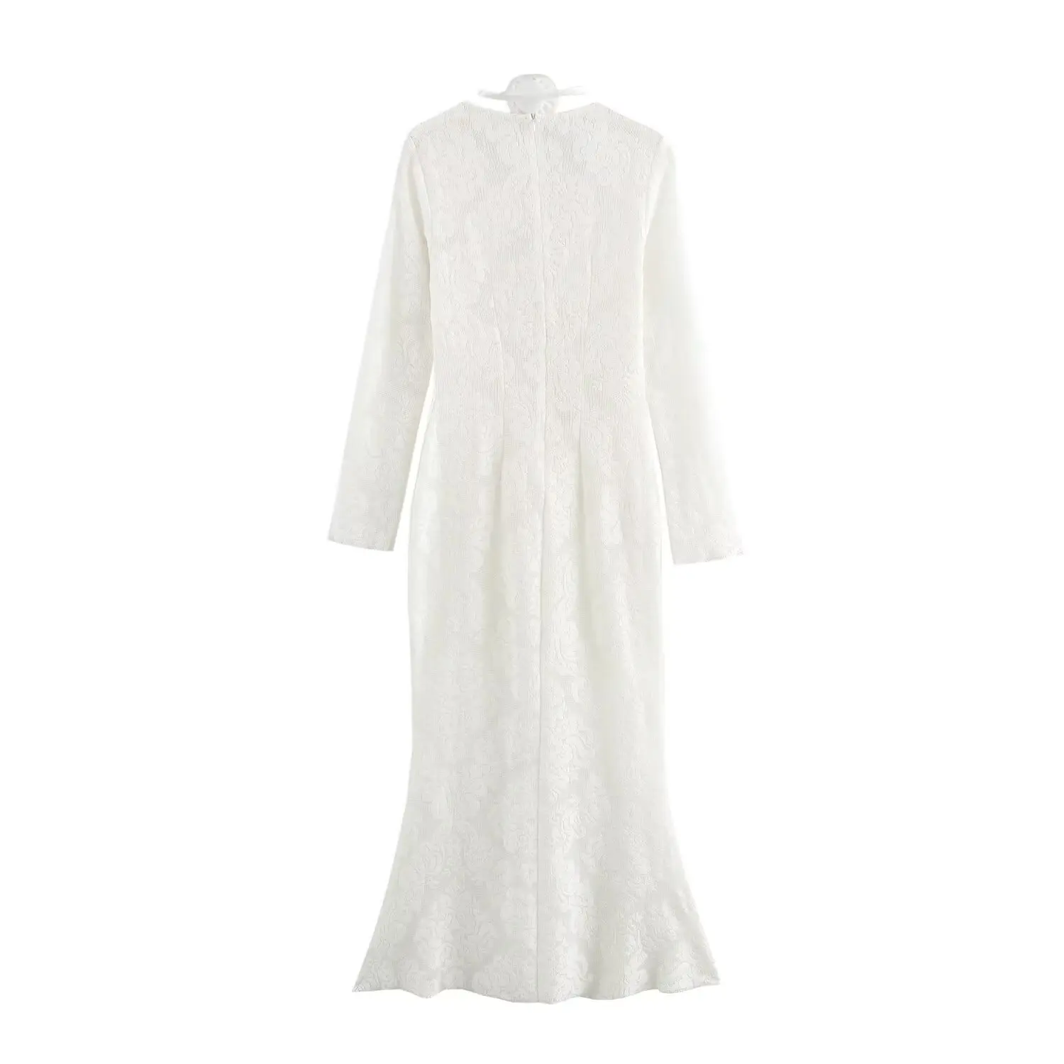 Faionable 3D Floral Ne Ring verziert V-Ne Dr Ele Damenbekleidung Design Polyesterfaser Long Sve Casual Dr