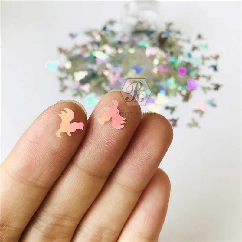 PrettyG 1 Box Special Roosters Glitter Shape Holographic Silver Animal Glitter Sequins for DIY Art Craft Nail Makeup Decoration