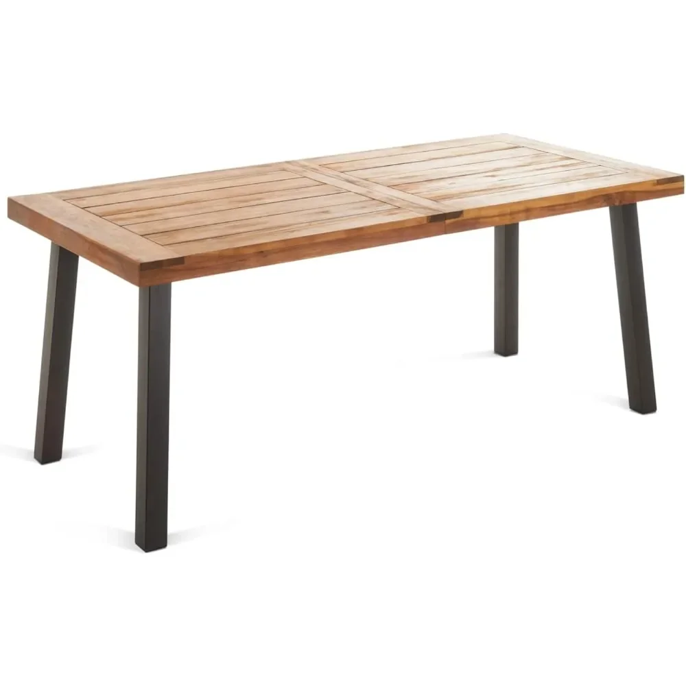 

Acacia Wood Outdoor Dining Table | Perfect for Patio | With Teak Finis Brown freight Free Camping Furniture