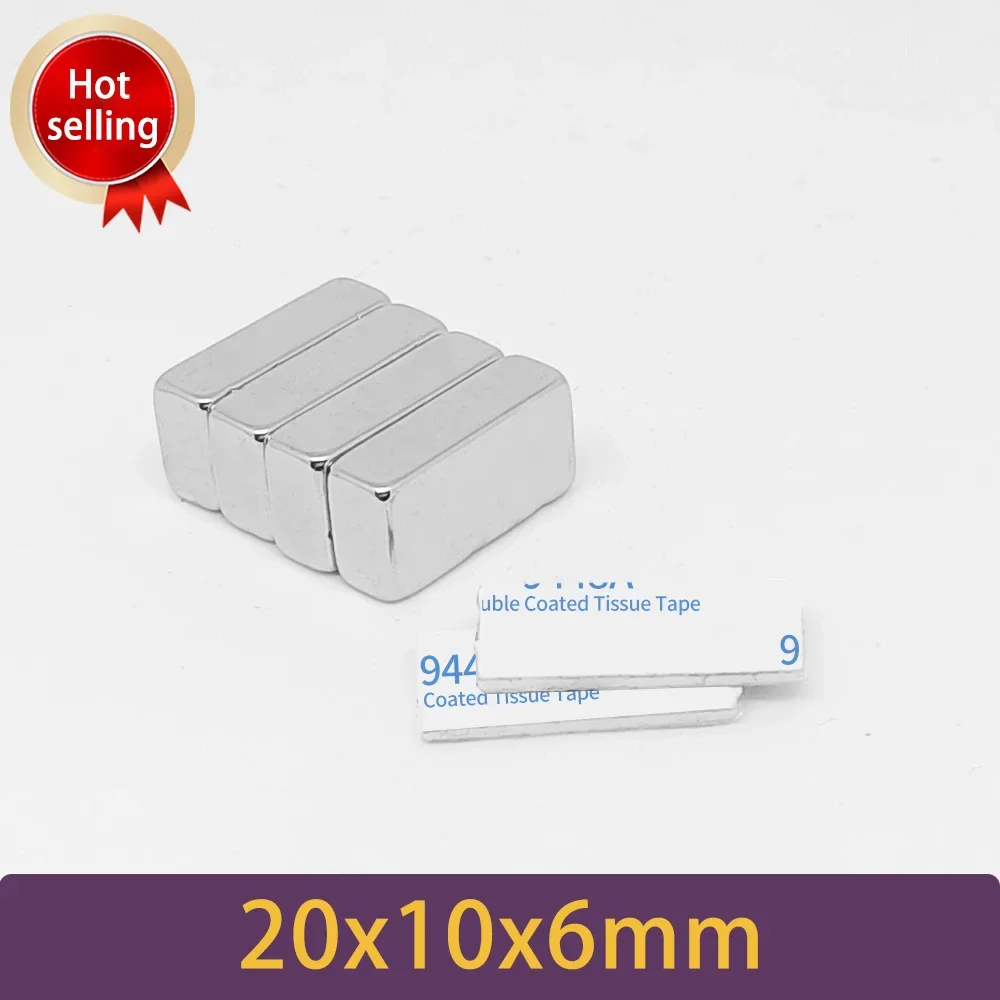 20x10x6 Quadrate Rare Earth Neodymium Magnet With 3M Self - Adhesive 20x10x6mm Strong Powerful Magnet 20*10*6