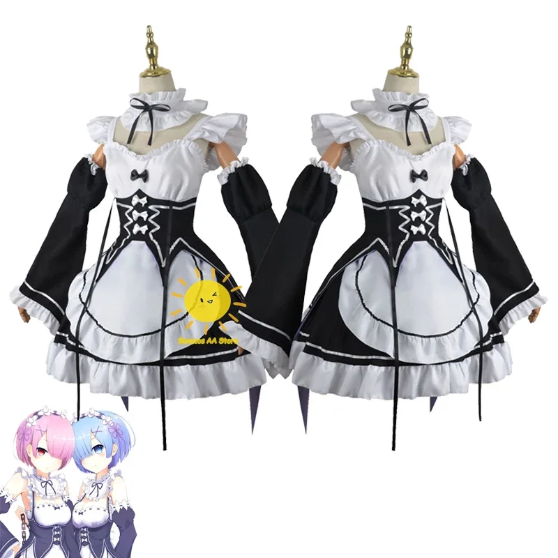 Anime Ram Rem Cosplay Re Life in un mondo diverso da Zero Cosplay Costume uniforme parrucca Ram Rem Halloween Party Cos donne ragazze