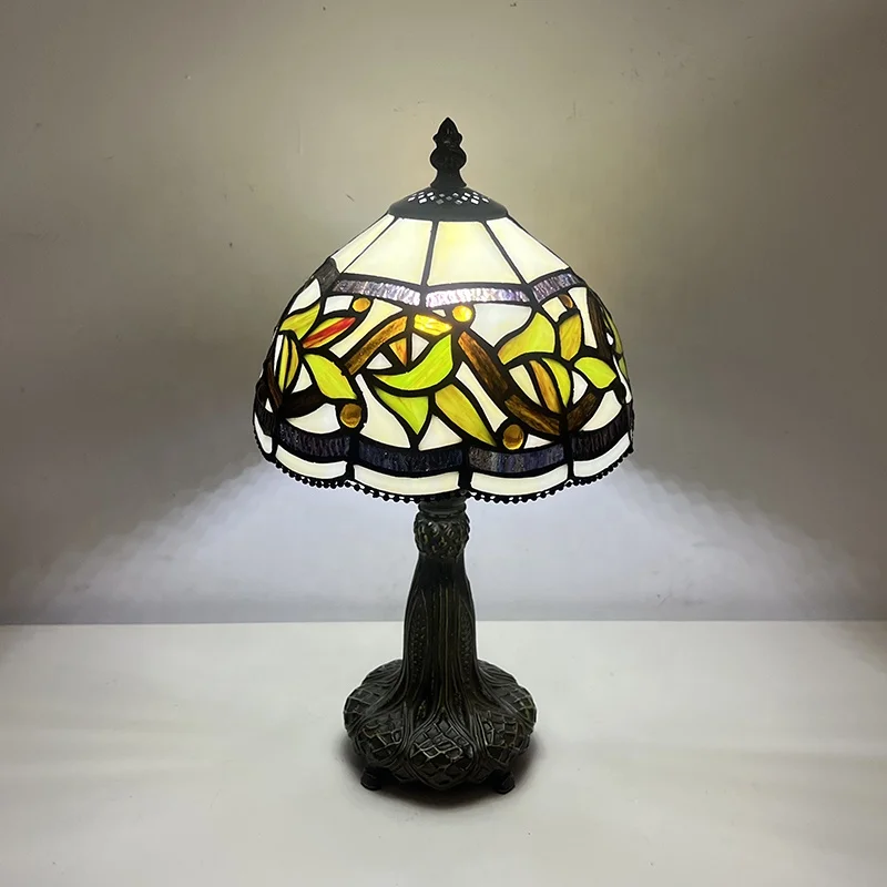 8 Inch Tiffany Style Table Lamps Stained Glass Lamp Orchid Shape Personalized Antique Base Home Decor