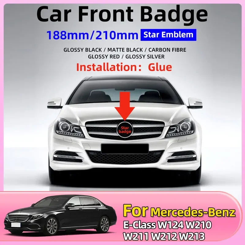 

1pcs 188mm 210mm ABS Car Front Grille Badge Decal Cover Emblem For Mercedes Benz A/B/C/E/S Class GLA CLA GLE GLK CLK CLS GLS GLC