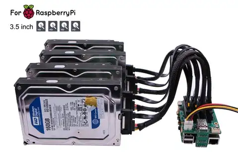 RASPBERRY PI 4 또는 RASPBERRY PI 3/3B+용 듀얼/쿼드 SATA 모자