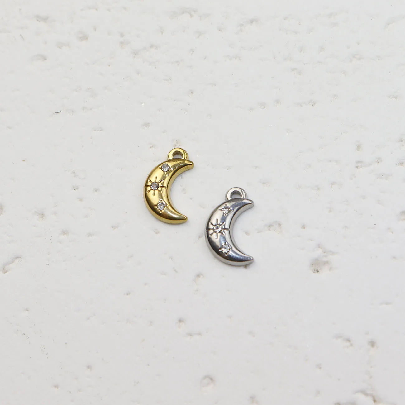 5pcs StainlessSteel Anti-allergy Moon Star Rhinestones Women's High Quality Fashion Jewelry Charms Pendant DIY Necklace image 4