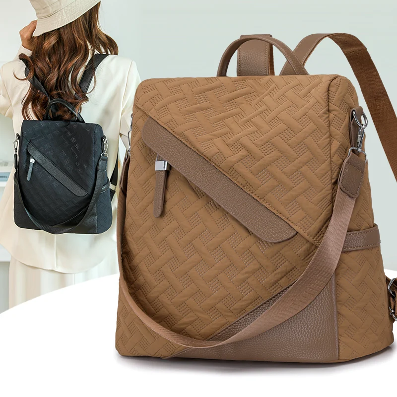 حقائب ظهر نسائية جديدة مضادة للسرقة من النايلون بسعة كبيرة وخفيفة الوزن ومقاومة للماء للسفر والعمل وعطلة نهاية الأسبوع