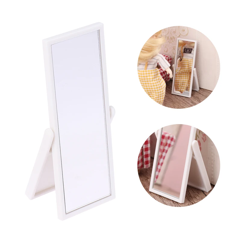 1:12 Dollhouse Simulation Full Length Mirror Mini Furniture Model Dolls House Scene Decor Accessories For Kids Pretend Play Toy
