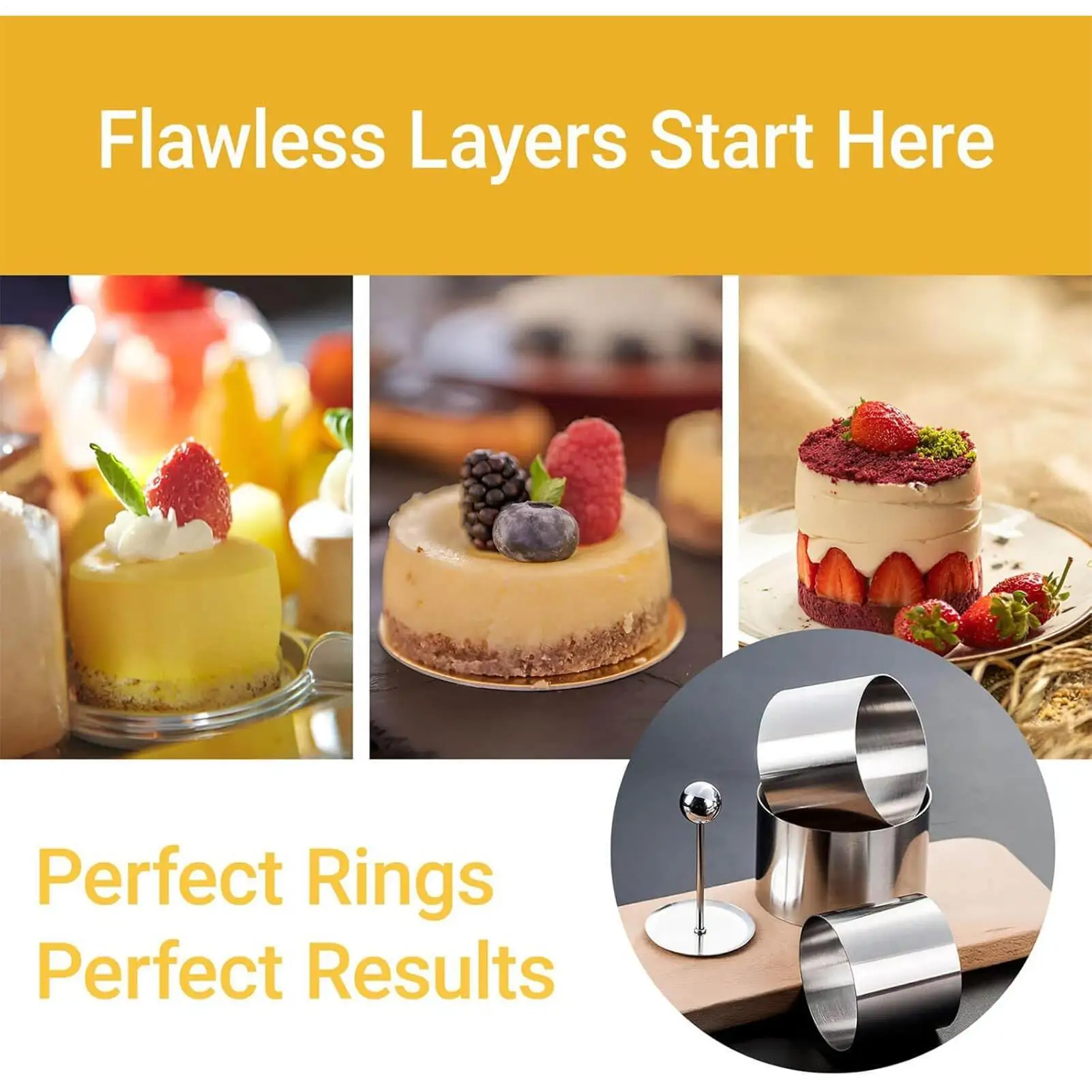 

Кольцевые формы для выпечки, 12 предметов, набор резцов из нержавеющей стали с толкателем и подъемником, диаметром 3 дюйма, антипригарные формы для мусса, десерта для духовки