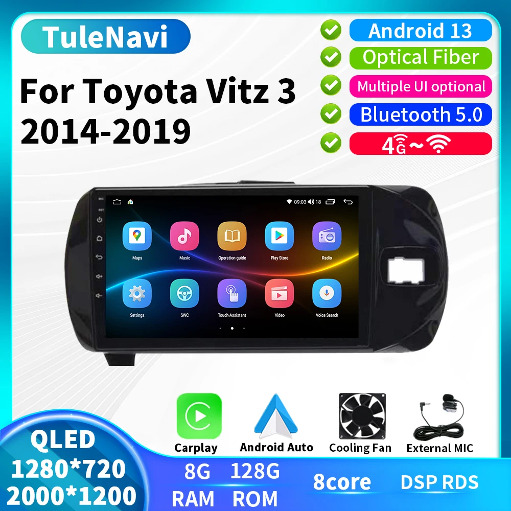 

T7plus For Toyota Vitz XP130 2014 2015 2016 2017 2018 2019 RHD Car Multimedia Player Radio Video Stereo Navigation GPS DSP RDS