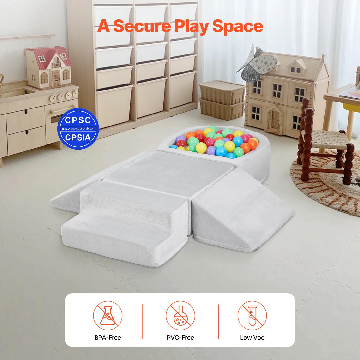 SucceBuy 5 PCS Blocos de Escalada de Espuma para Bebês Brinquedos com Poço de Bola Crianças Conjunto de Atividade de Escalada Interior e Crawl para Crianças engatinhando