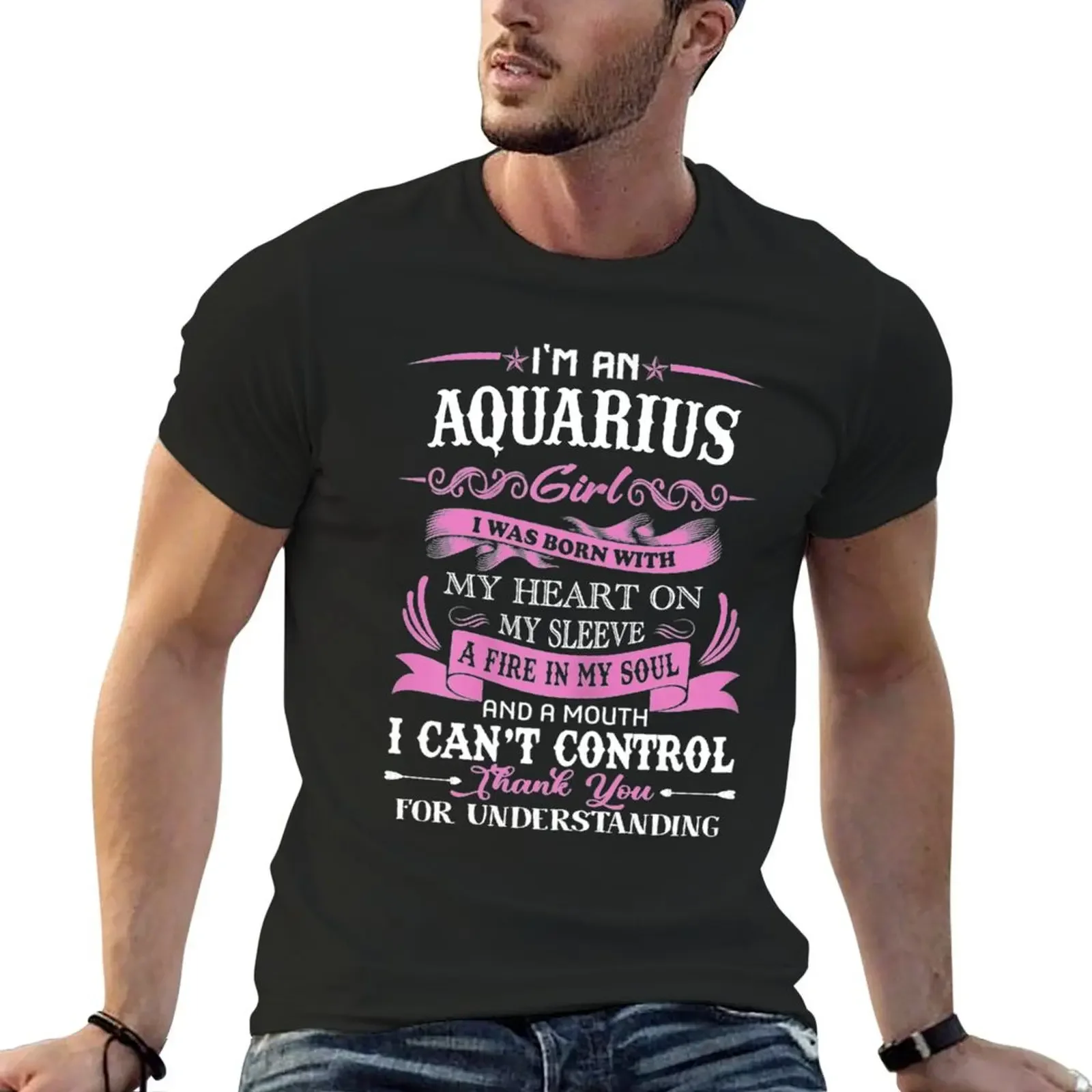 I am an Aquarius girl funny birthday for women shirt T-Shirt custom t shirt blue lock summer clothes mens cotton t shirts