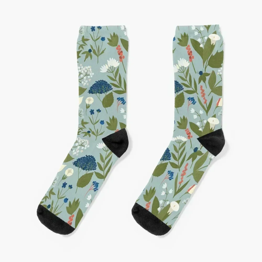 

Poisonous plants blue Socks new year christmas stocking Rugby cycling Socks For Man Women's