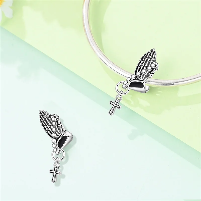 925 Sterling Silver Praying Hand Charms Pendant Virgin Mary Peace Dove Zircon Pendant Beads For Women DIY Bracelet Jewelry Gift view 4