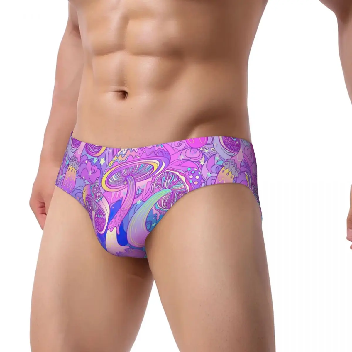 Custom Men Psychedelic Magic Mushrooms Print Panties Underwear Male Breathable Briefs Underpants