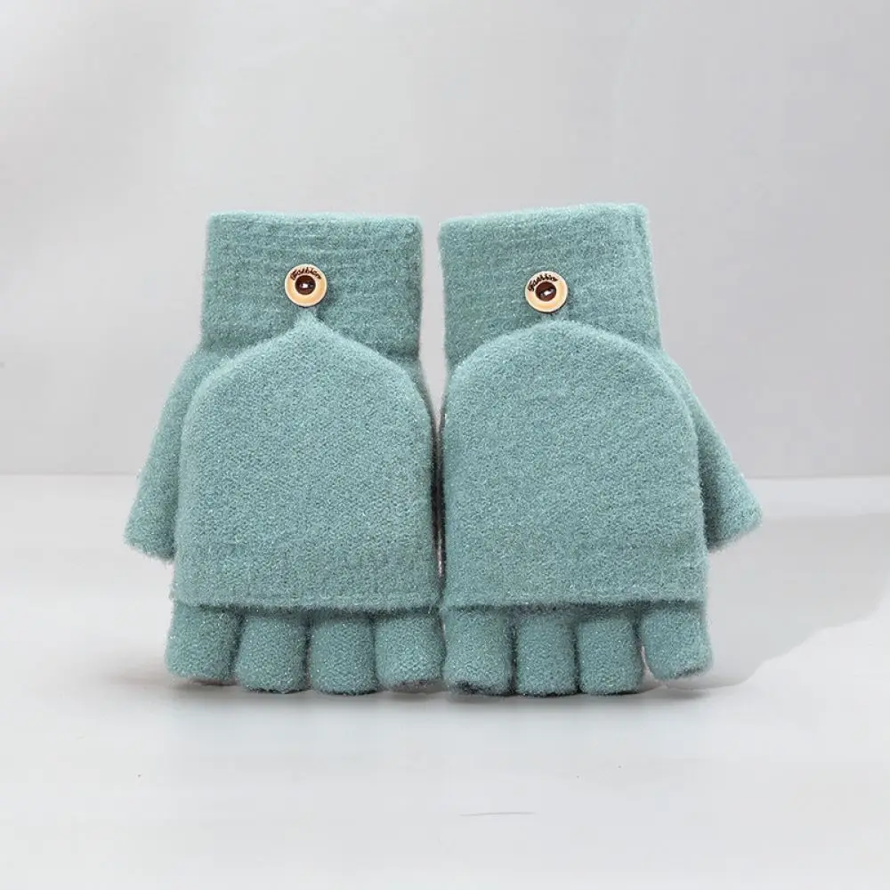 Warm Knitted Mitten Gloves For Women Men Winter Flip Top Half Finger Convertible Design Soft Faux Mink Material Outdoor Commute