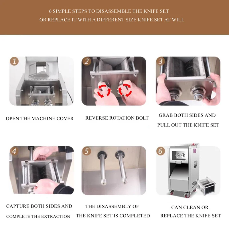 ماكينة تقطيع اللحوم الطازجة 110 فولت 220 فولت للمقاصف والمطاعم ومراكز الأطباق الجانبية ماكينة تقطيع اللحوم الأوتوماتيكية الكهربائية