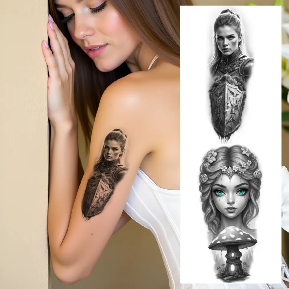 

12 шт., временные татуировки, водонепроницаемые, долговечные наклейки для тела, портреты воина, племенные для мужчин, бедер, женщин