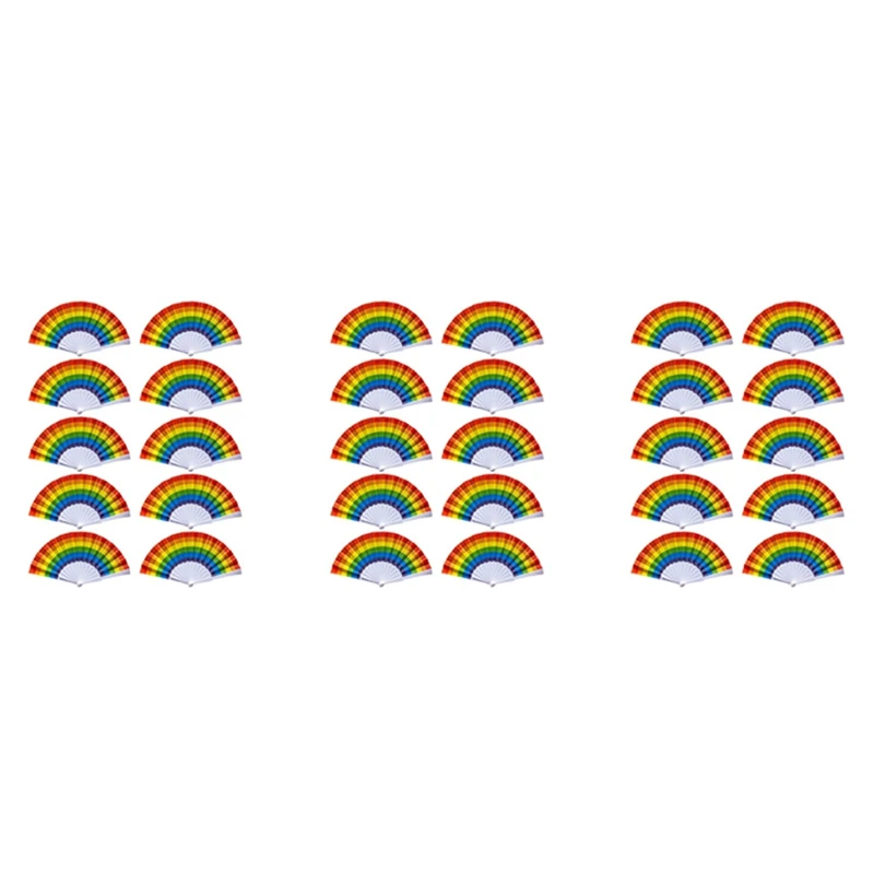 

30X Rainbow Fan Pride Folding Handheld Fans Gay Pride Accessories Rainbow Accessories Decorations Pride Month