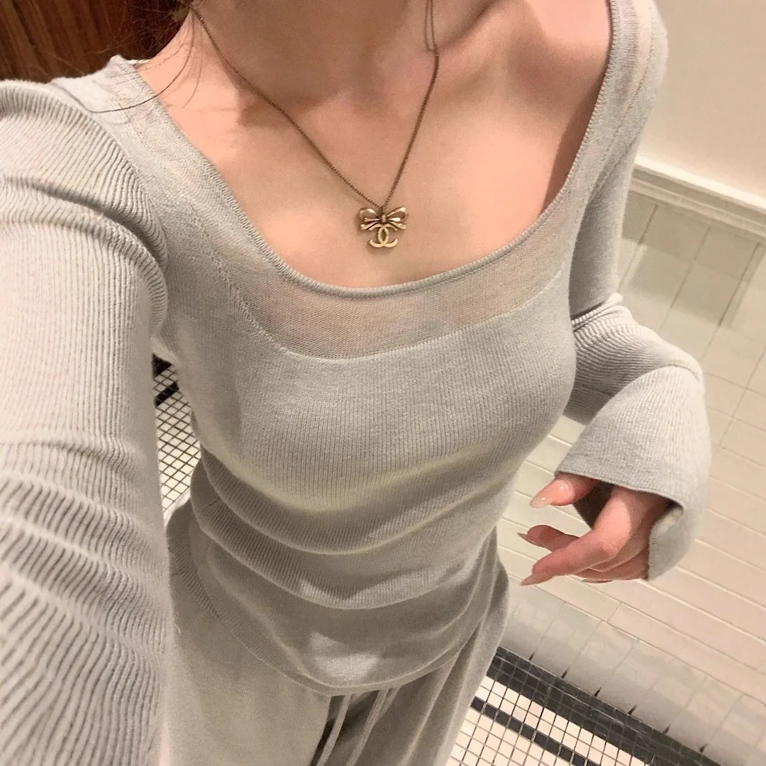 

2026 Spring Autumn New Korean Style Loose Slimming Versatile Crew Neck Long Sleeve Knit Top Women's Casual Base Top