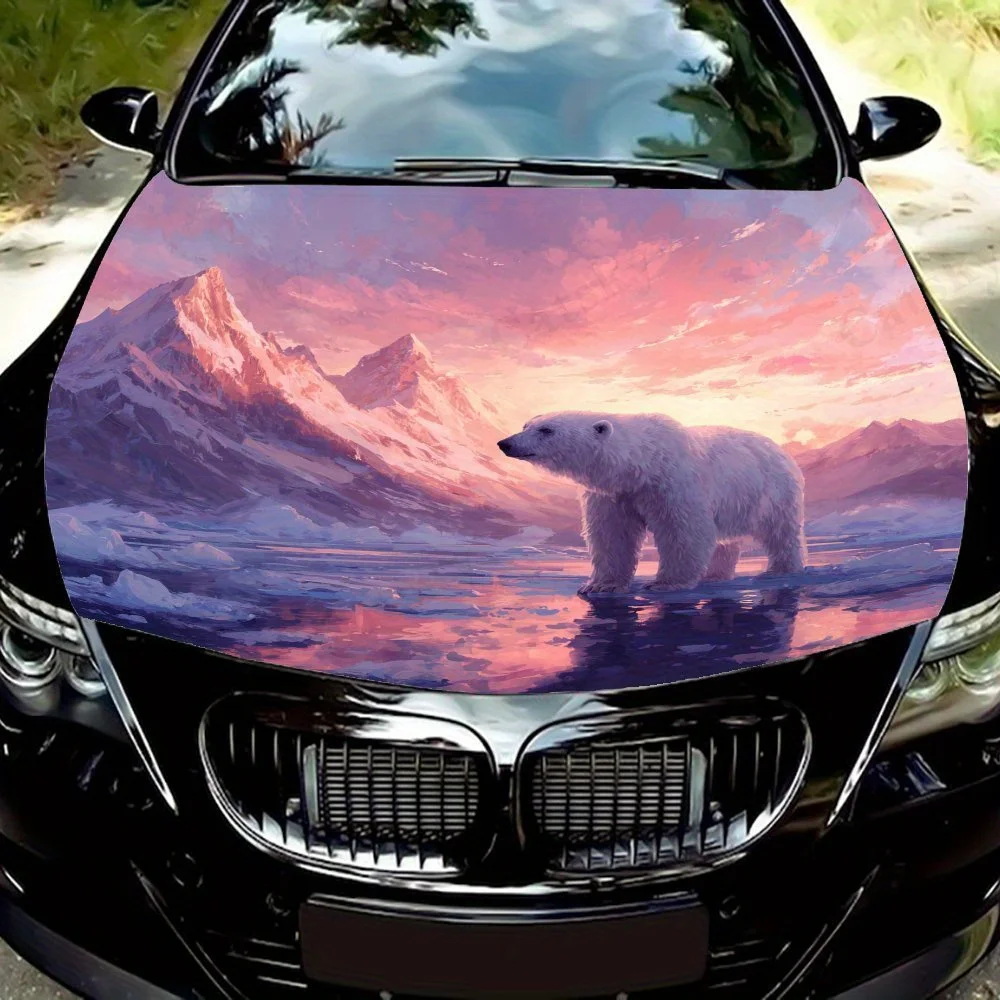 

Glacier Polar Bear Car Hood Wrap, Car Hood Sticker, Waterproof And Scratch Resistant, Truck Hood Wrap, Bonnet Wrap, Easy To Disa