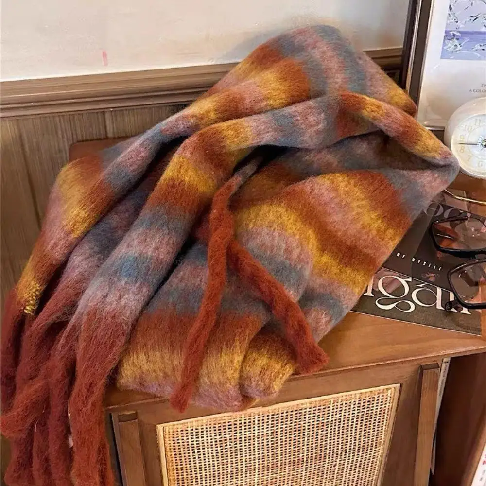 

HOT Vintage Plaid Thickened Scarves Winter Thick Warm Scarf Women Scarf Autumn Winter Vintage Plaid Pashmina Thick Shawl Wraps