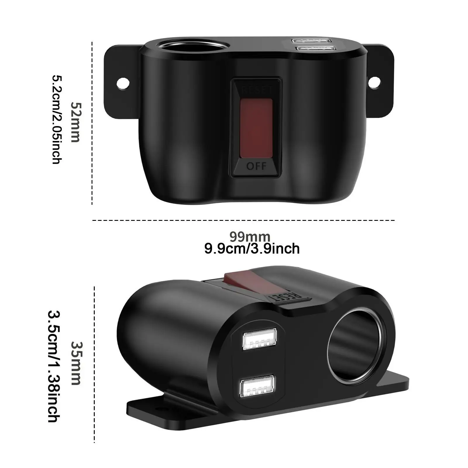 이중 USB 콘센트 차량용 라이터 소켓, 설치가 간편한 교체용 차량용 충전기 (스위치 포함), 자동차, 선박, 트럭, RV 차량용
