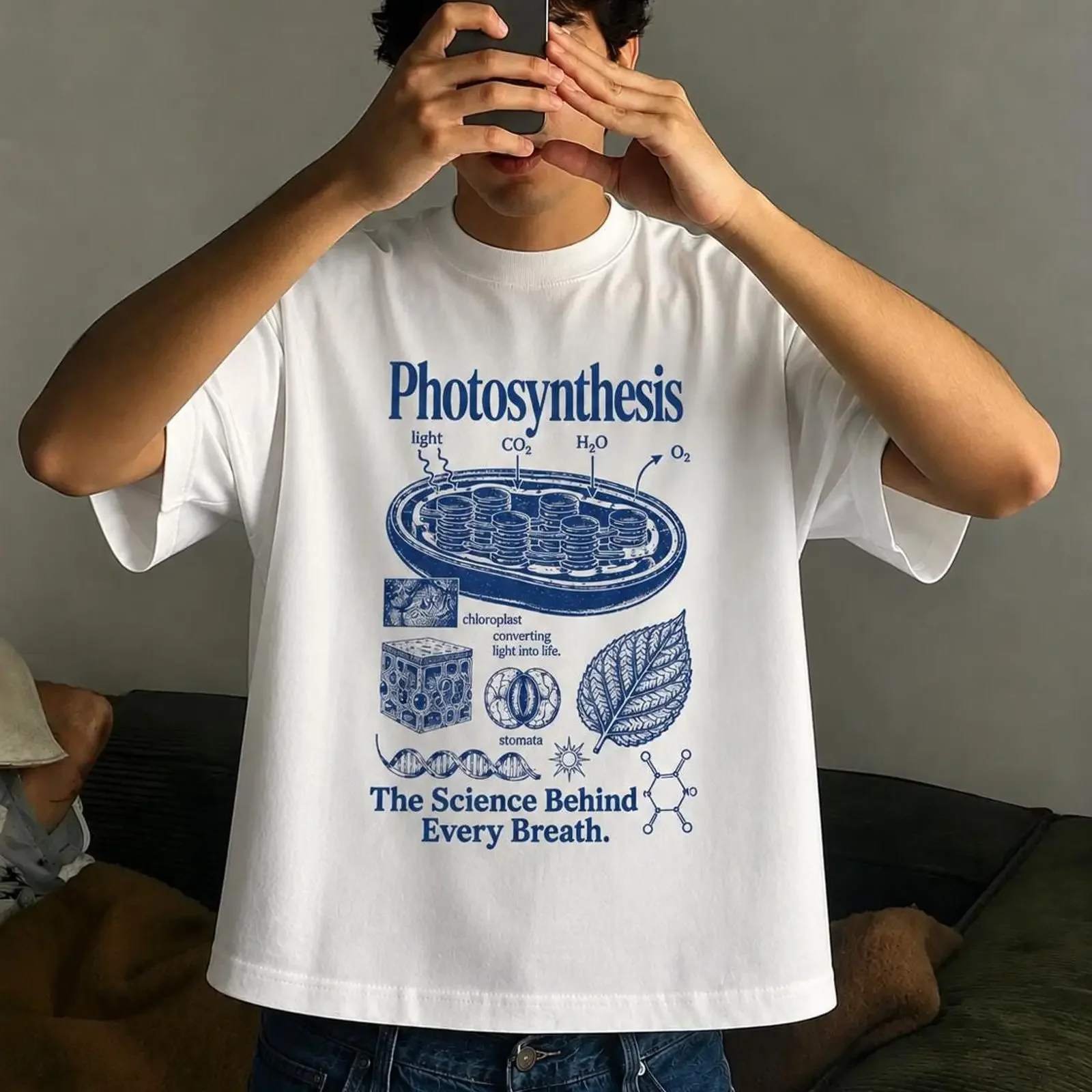 Photosynthesis Science T Shirt Vintage Biology Plant Illustration Casual Cotton Top For Biologist Botanist vintage Washed