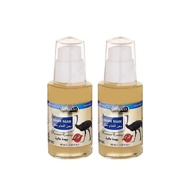 2X Olio di struzzo HEMANI Originale DAHAN NAAM, Alleviare il corpo Collo, Schiena, Massaggio articolare del ginocchio Naturale 60ml Aceite de Avestruz