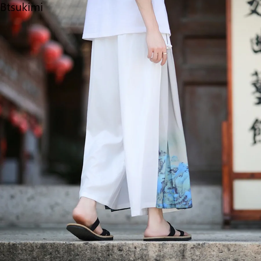 2025 New Chinoiserie Fashion Men's and Women's Trousers Large Size Loose Men's Sports Pants Color Matching Large Baggy Pants