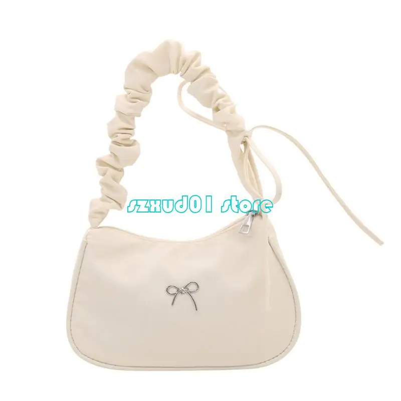 1XCA Stylish Nylon Shoulder Bag Unique Pleated Design Lightweight Handheld Bag Underarm Purse For Women Casual Daily Use