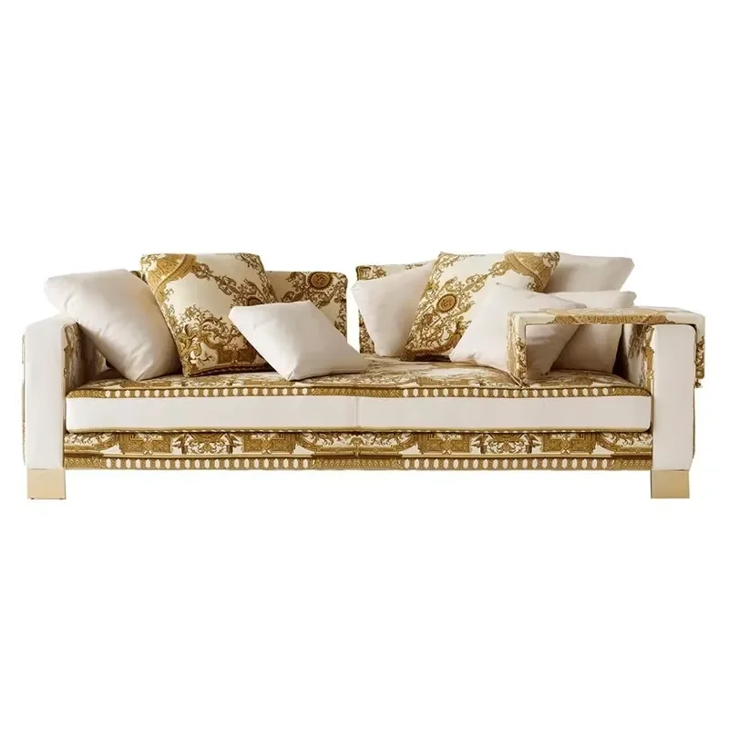 Italian High-End Custom Post Modern Light Living Room Sofa Solid Wood Design for Home Use