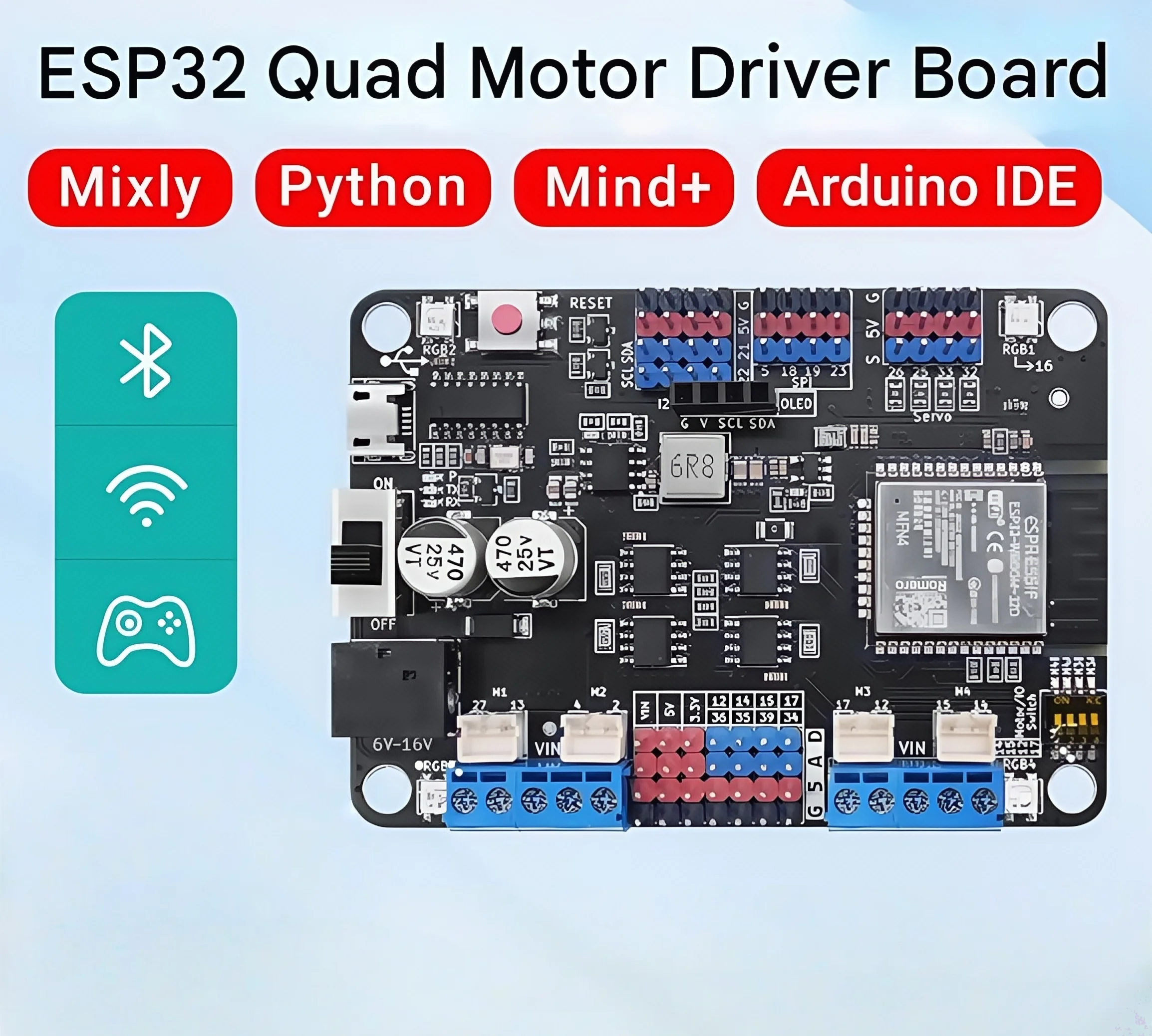

Производитель платы разработки ESP32-esp32 Maker-esp32-pro 2,4G беспроводной Wi-Fi + Bluetooth двухъядерный процессор IoT 2 в 1 с четырехполосным двигателем