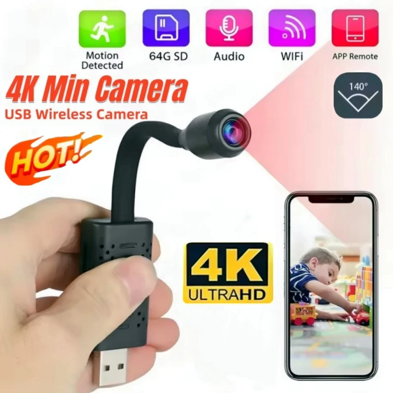 4K Mini USB WiFi Camera Portable Wireless Security Camera with Motion Detection  Audio Remote View for Home Car Office 2026 New view 3