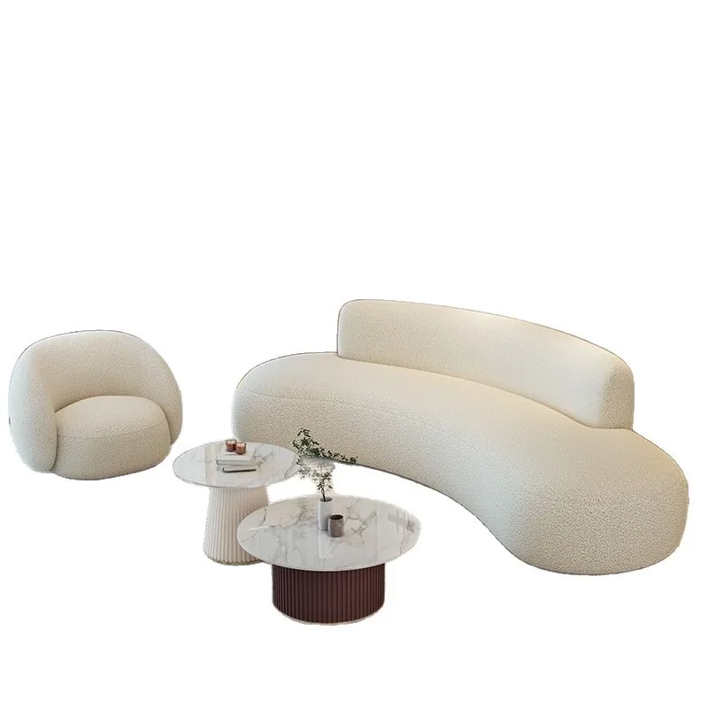 Cream Wind Clothing Store High Value Lamb Fleece Curved Sofa Home Small Apartment Living Room Office Reception Negotiation