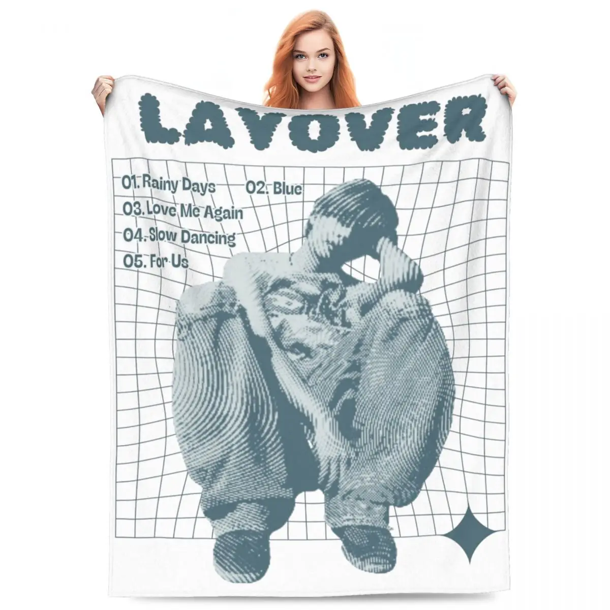 Layover V Singer Throw Blanket Flannel Home Kpop Songs Album Throw Blanket Relax Lightweight for Outdoor Bedspread