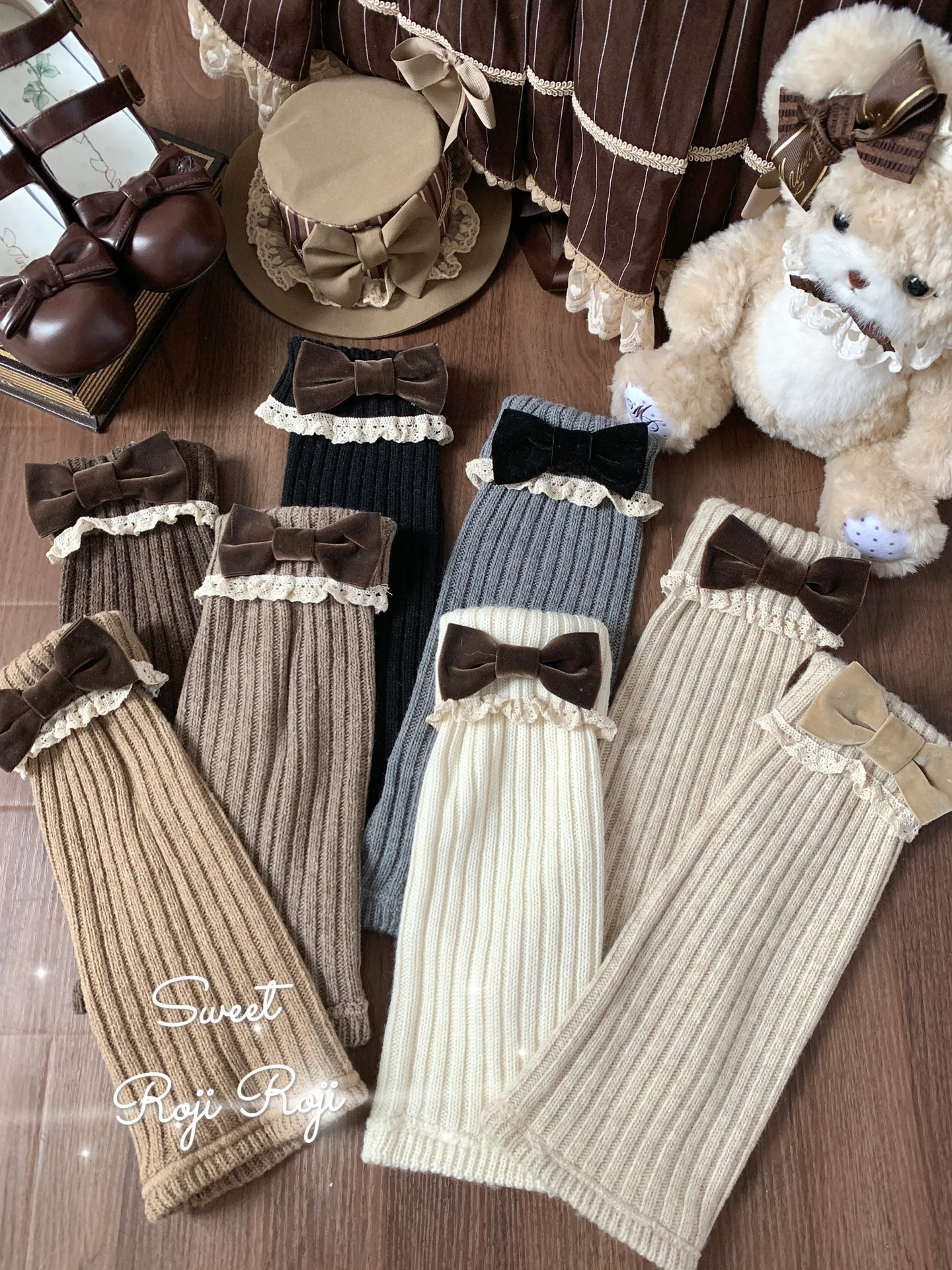 Original Wool Knitted Socks Soft Girl Cover Autumn and Winter Lolita Cute Plush Leg Cover Japanese Jk Lace Media Tube for Women