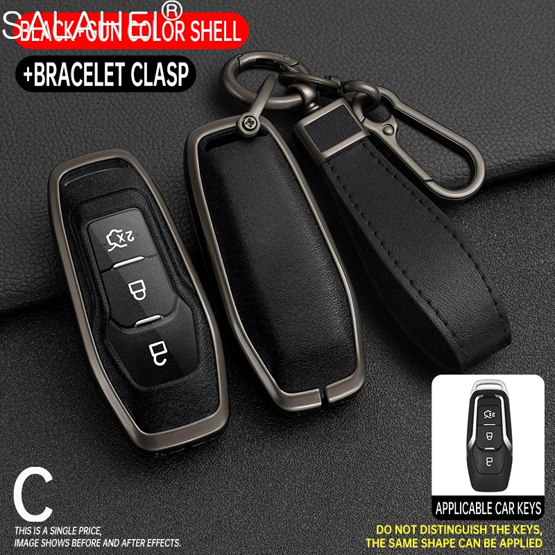 

Zinc Alloy Car Key Case Bag Shell Holder Protection Fob For Ford Fusion Explorer Edge Mustang Mondeo Kuka 2013-2018 Accessories