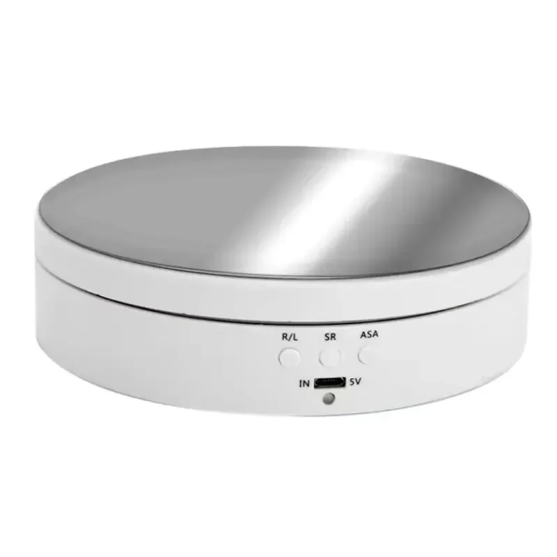 Motorisierter Drehs piegel ständer mit drei Geschwindigkeiten, 360-Grad-Drehteller, Schmuck halter, USB-Netzteil, rotierendes Schießen