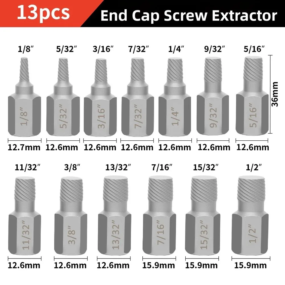 35-Piece Tool Set for Stripped Bolt Extraction Includes End Screw Extractors Drill Bits Coarse Thread Extractors