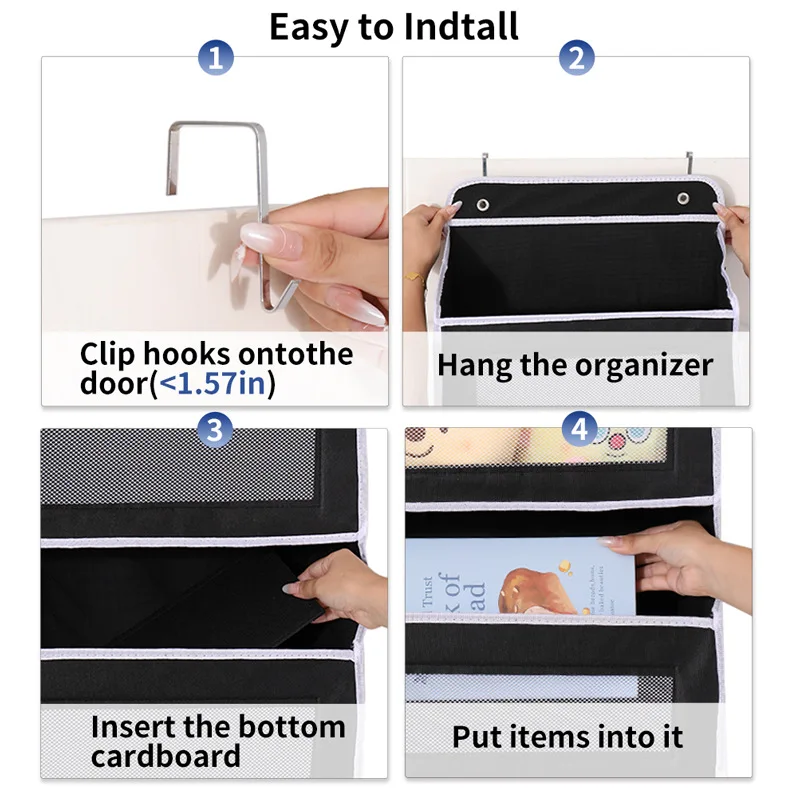 3pcs Non-woven Door Hanger Mesh Panel For Quick Item Check Fit Rental Dorm Cabinet Layout Durable Household Storage Pocket