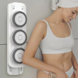 Electric Body Brush Back Scrubber, Wall-Mounted Body Brush with Soft Bristles, Rechargable Body Shower Brush for Cleansing