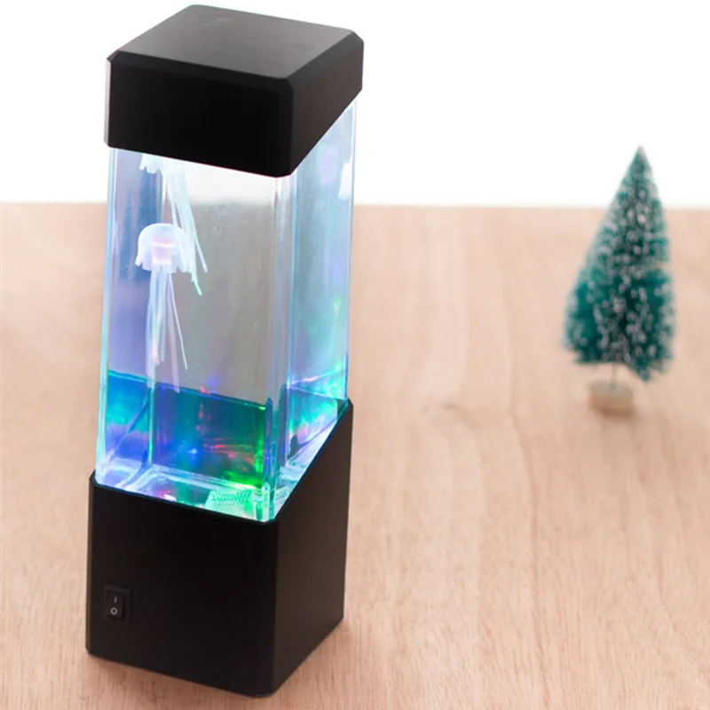 

Small LED Desktop Square Simulation Jellyfish Table Lamp Home Decoration Volcano Lamp Creative Atmosphere Lamp